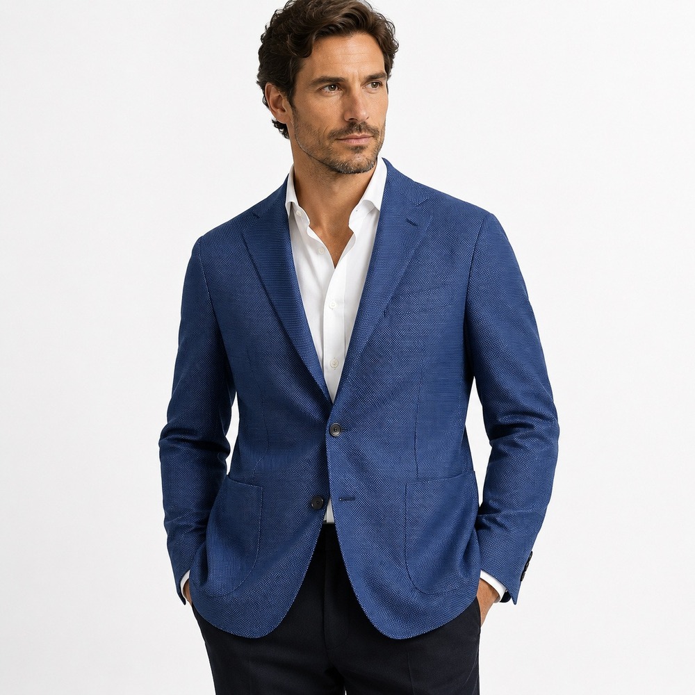 Canali Kei Blue Micro Dot Wool Blazer Sport Coat Made in Italy Size 44R L 23275